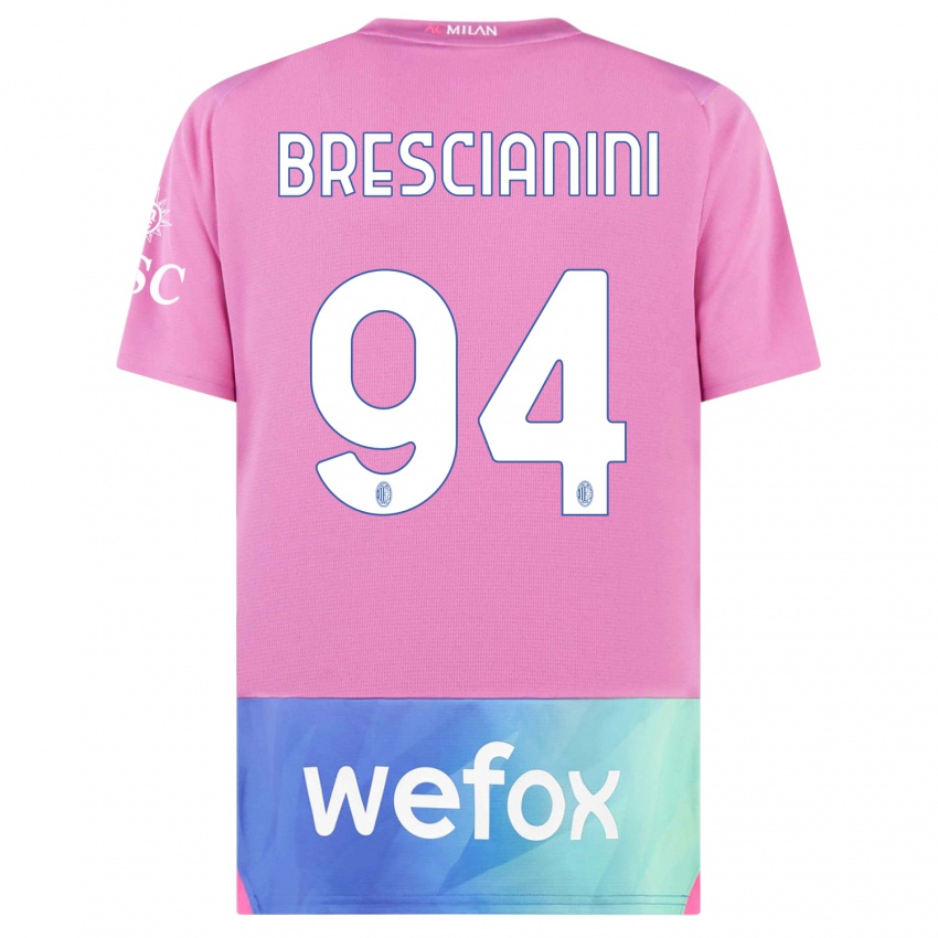 Niño Camiseta Marco Brescianini #94 Rosado Morado Equipación Tercera 2023/24 La Camisa