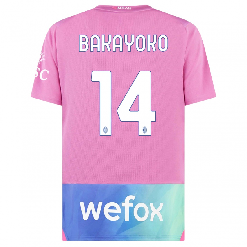 Niño Camiseta Tiemoue Bakayoko #14 Rosado Morado Equipación Tercera 2023/24 La Camisa
