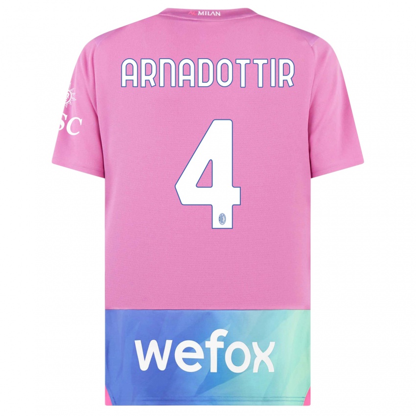Niño Camiseta Guony Arnadottir #4 Rosado Morado Equipación Tercera 2023/24 La Camisa