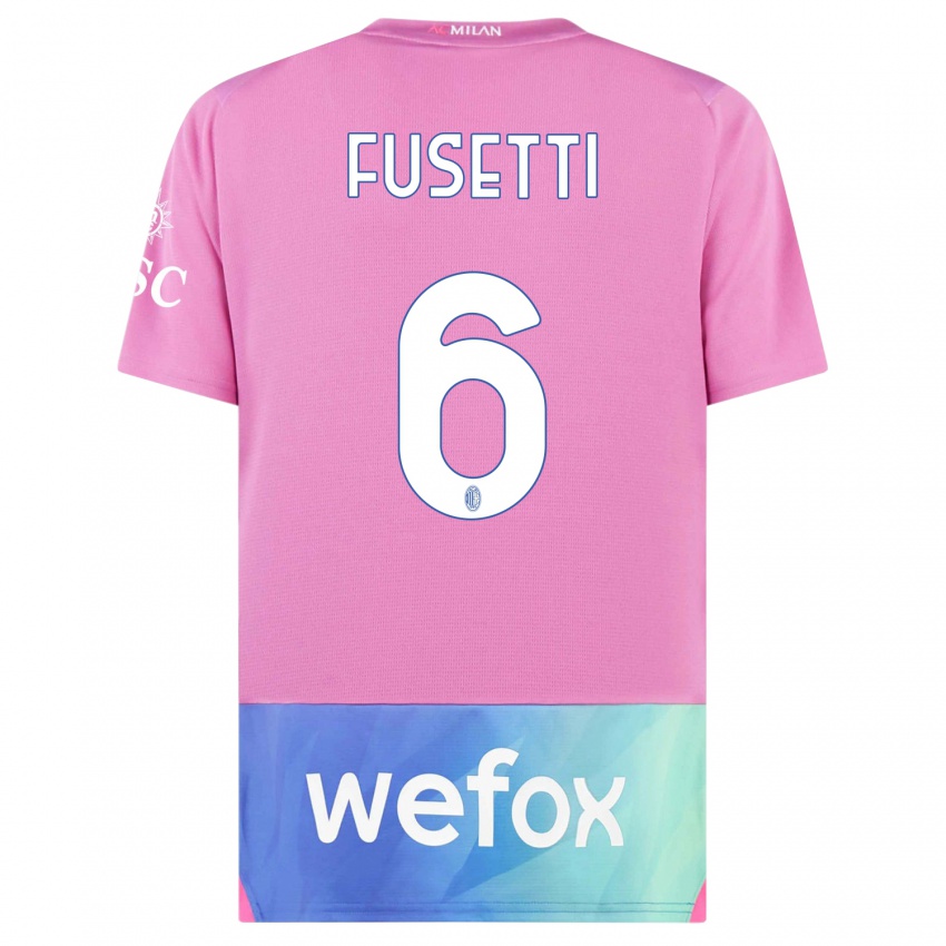 Niño Camiseta Laura Fusetti #6 Rosado Morado Equipación Tercera 2023/24 La Camisa