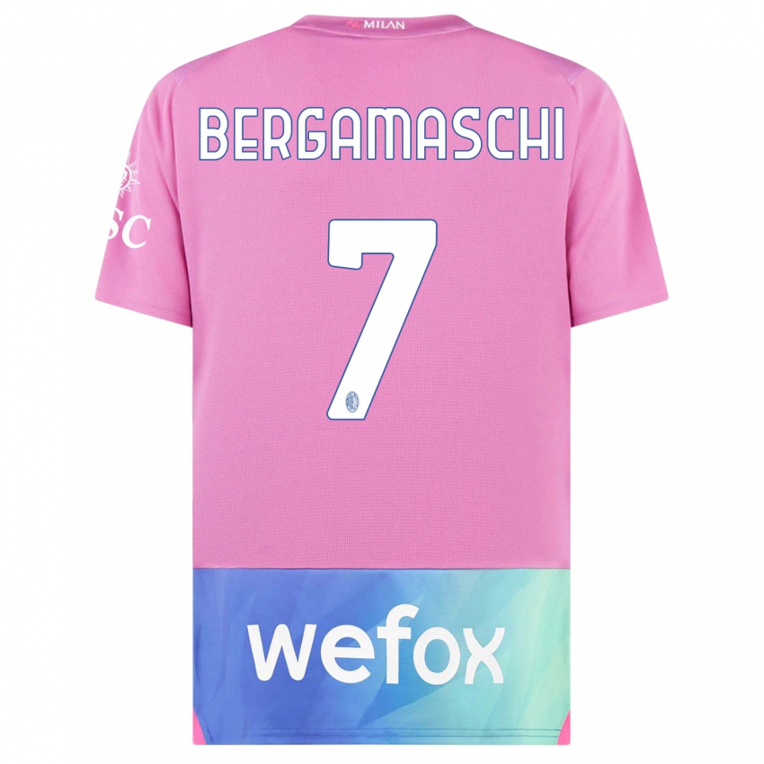 Niño Camiseta Valentina Bergamaschi #7 Rosado Morado Equipación Tercera 2023/24 La Camisa