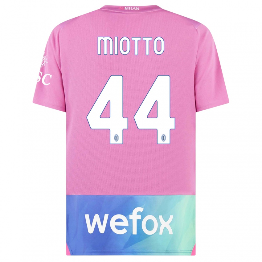 Niño Camiseta Giorgia Miotto #44 Rosado Morado Equipación Tercera 2023/24 La Camisa