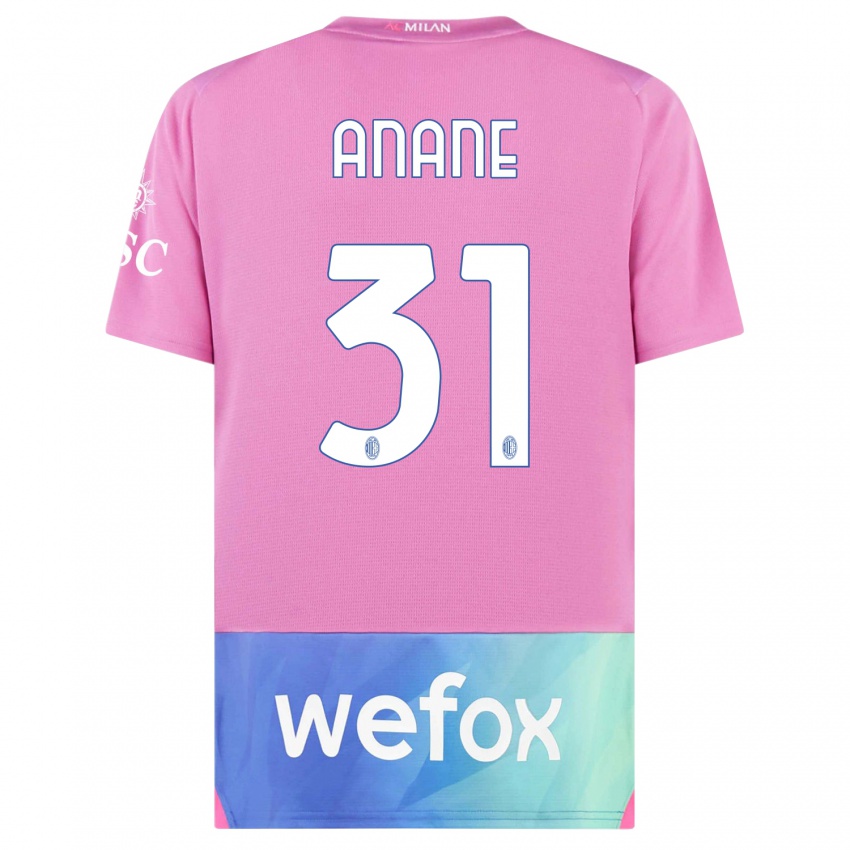 Niño Camiseta Emmanuel Anane #31 Rosado Morado Equipación Tercera 2023/24 La Camisa