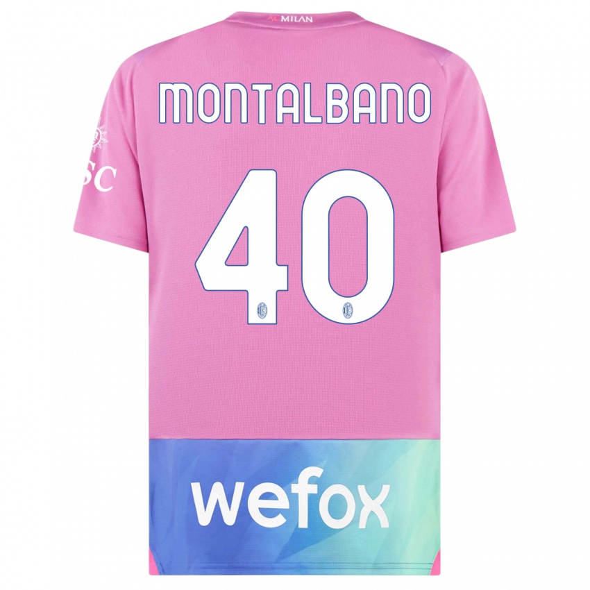 Niño Camiseta Nicolo Montalbano #40 Rosado Morado Equipación Tercera 2023/24 La Camisa