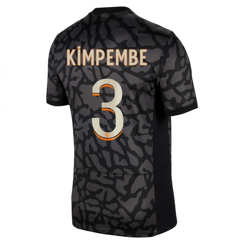 Niño Camiseta Presnel Kimpembe #3 Negro Equipación Tercera 2023/24 La Camisa