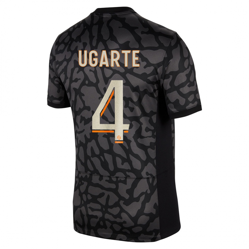 Niño Camiseta Manuel Ugarte #4 Negro Equipación Tercera 2023/24 La Camisa