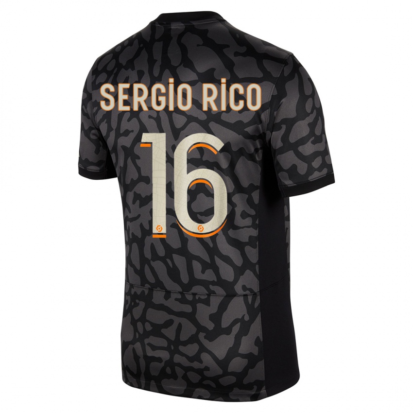 Niño Camiseta Sergio Rico #16 Negro Equipación Tercera 2023/24 La Camisa