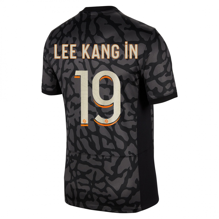 Niño Camiseta Kang-In Lee #19 Negro Equipación Tercera 2023/24 La Camisa
