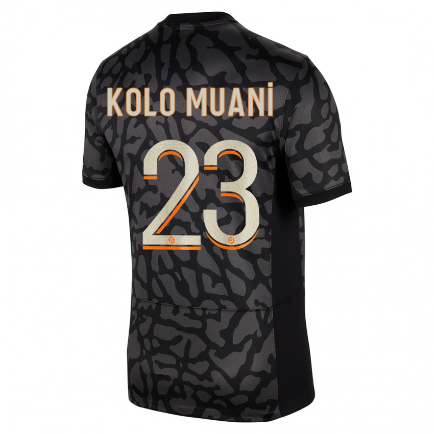 Niño Camiseta Randal Kolo Muani #23 Negro Equipación Tercera 2023/24 La Camisa