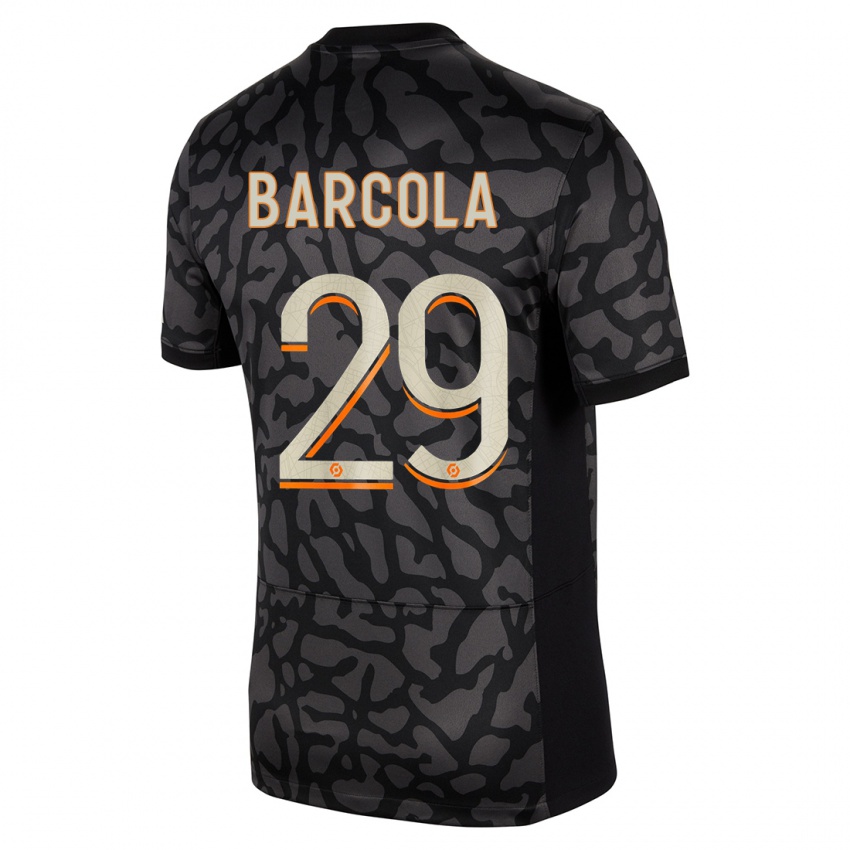 Niño Camiseta Bradley Barcola #29 Negro Equipación Tercera 2023/24 La Camisa