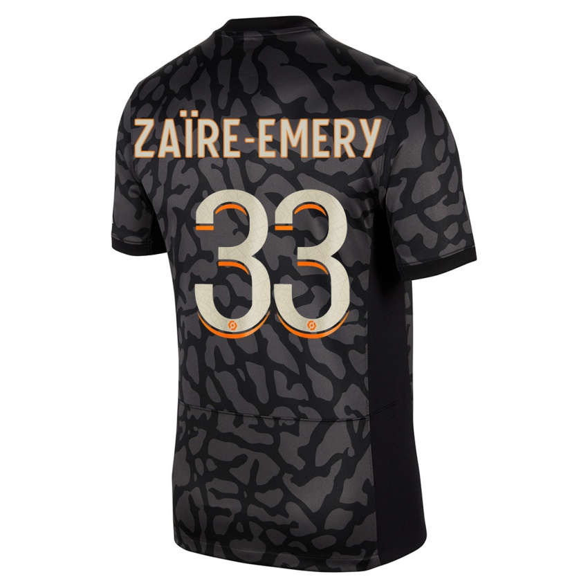 Niño Camiseta Warren Zaire Emery #33 Negro Equipación Tercera 2023/24 La Camisa