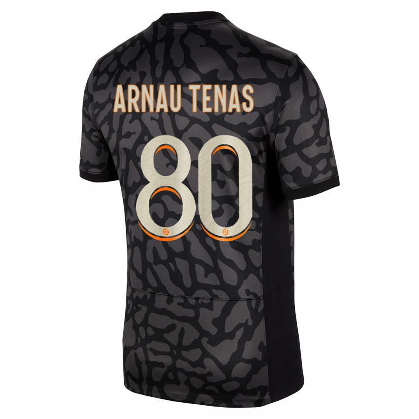 Niño Camiseta Arnau Tenas #80 Negro Equipación Tercera 2023/24 La Camisa