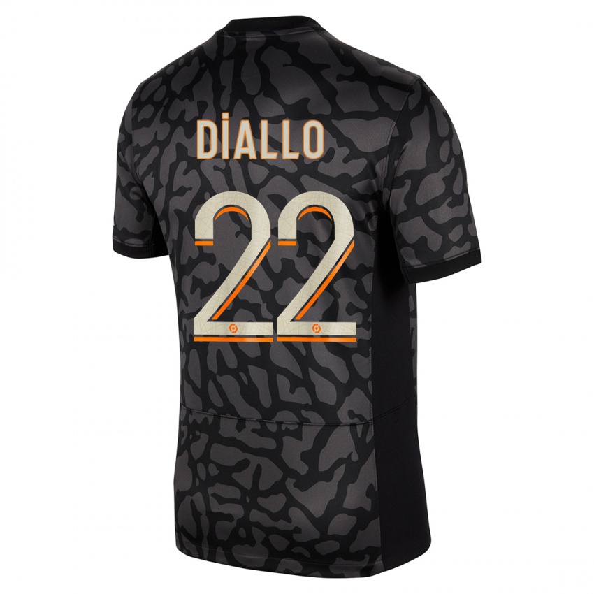 Niño Camiseta Abdou Diallo #22 Negro Equipación Tercera 2023/24 La Camisa