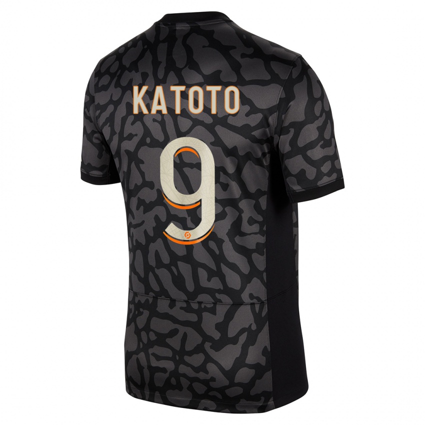 Niño Camiseta Marie-Antoinette Katoto #9 Negro Equipación Tercera 2023/24 La Camisa