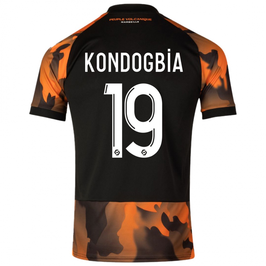 Niño Camiseta Geoffrey Kondogbia #19 Negro Naranja Equipación Tercera 2023/24 La Camisa