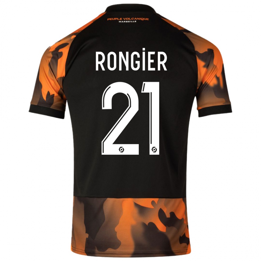 Niño Camiseta Valentin Rongier #21 Negro Naranja Equipación Tercera 2023/24 La Camisa