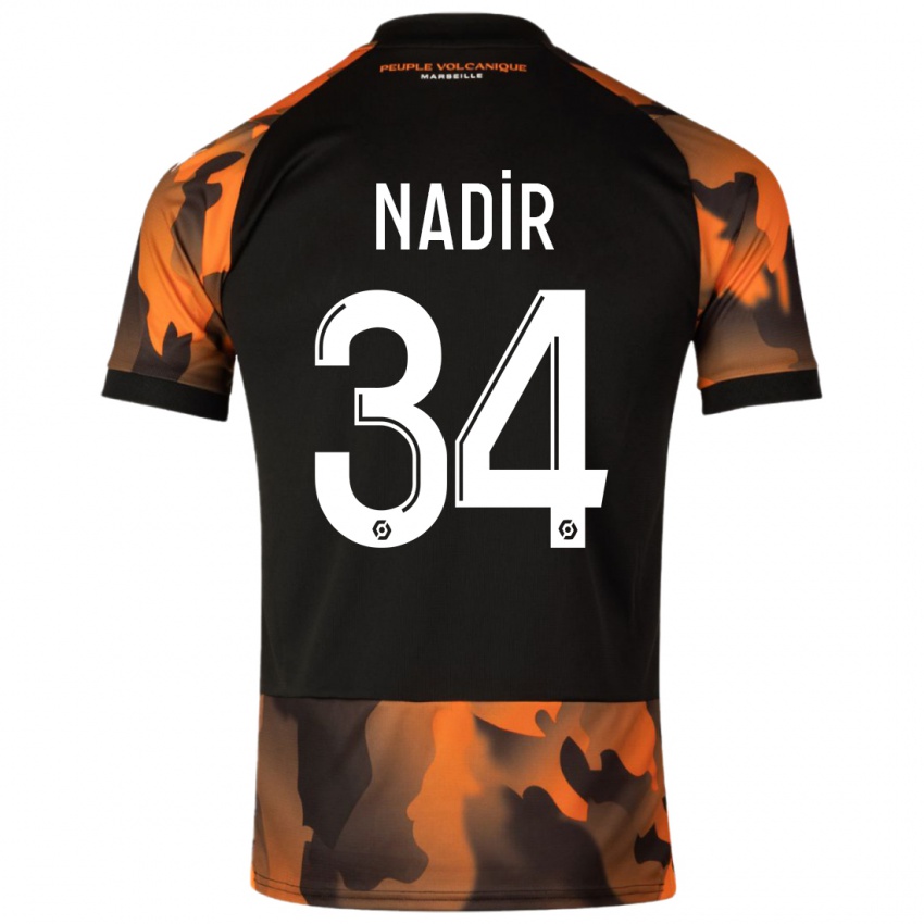 Niño Camiseta Bilal Nadir #34 Negro Naranja Equipación Tercera 2023/24 La Camisa