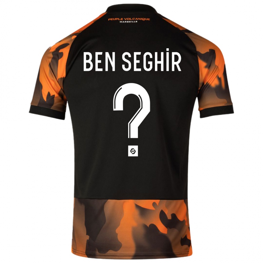Niño Camiseta Salim Ben Seghir #0 Negro Naranja Equipación Tercera 2023/24 La Camisa