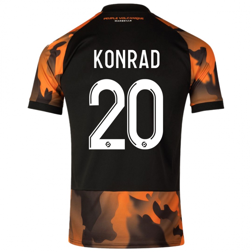 Niño Camiseta Konrad De La Fuente #20 Negro Naranja Equipación Tercera 2023/24 La Camisa