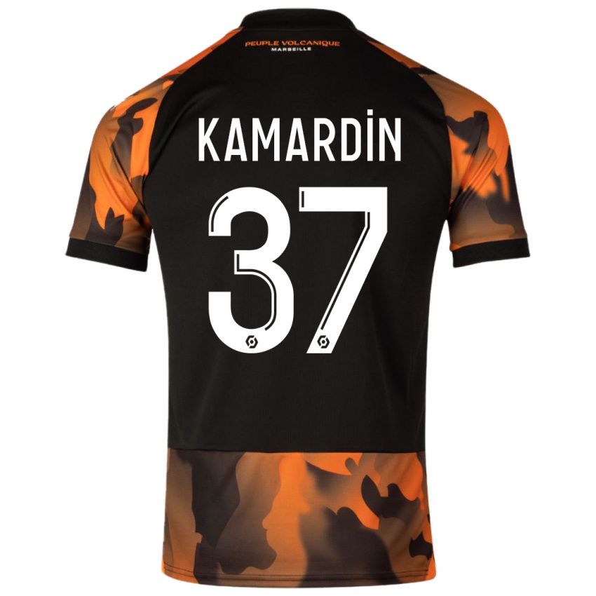 Niño Camiseta Aaron Kamardin #37 Negro Naranja Equipación Tercera 2023/24 La Camisa