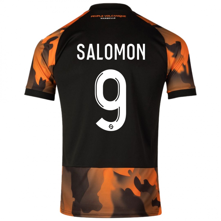 Niño Camiseta Maeva Salomon #9 Negro Naranja Equipación Tercera 2023/24 La Camisa