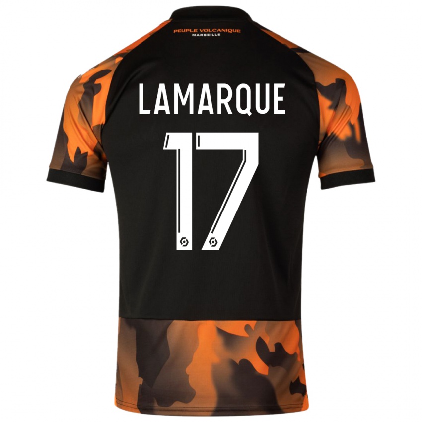 Niño Camiseta Alais Lamarque #17 Negro Naranja Equipación Tercera 2023/24 La Camisa