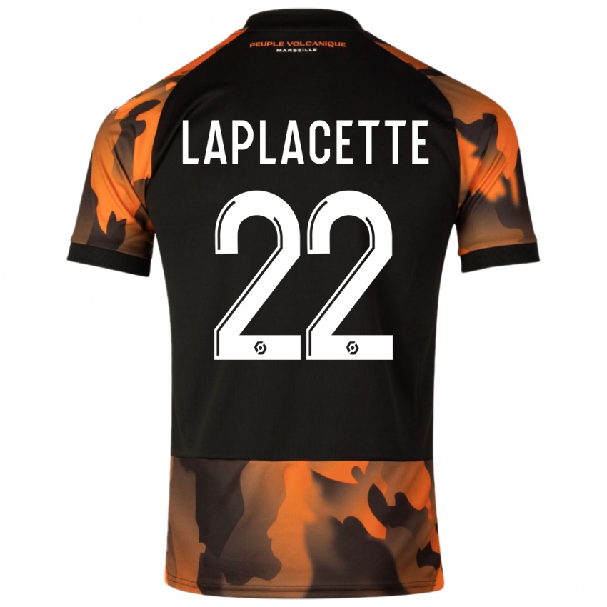 Niño Camiseta Tess Laplacette #22 Negro Naranja Equipación Tercera 2023/24 La Camisa