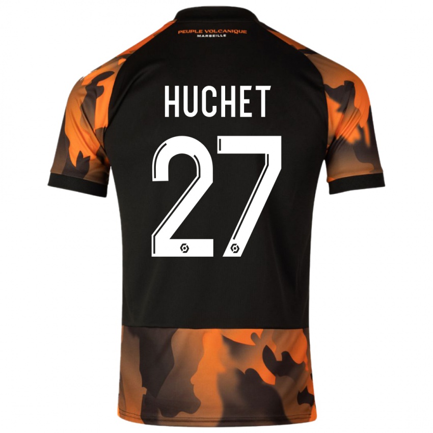 Niño Camiseta Sarah Huchet #27 Negro Naranja Equipación Tercera 2023/24 La Camisa