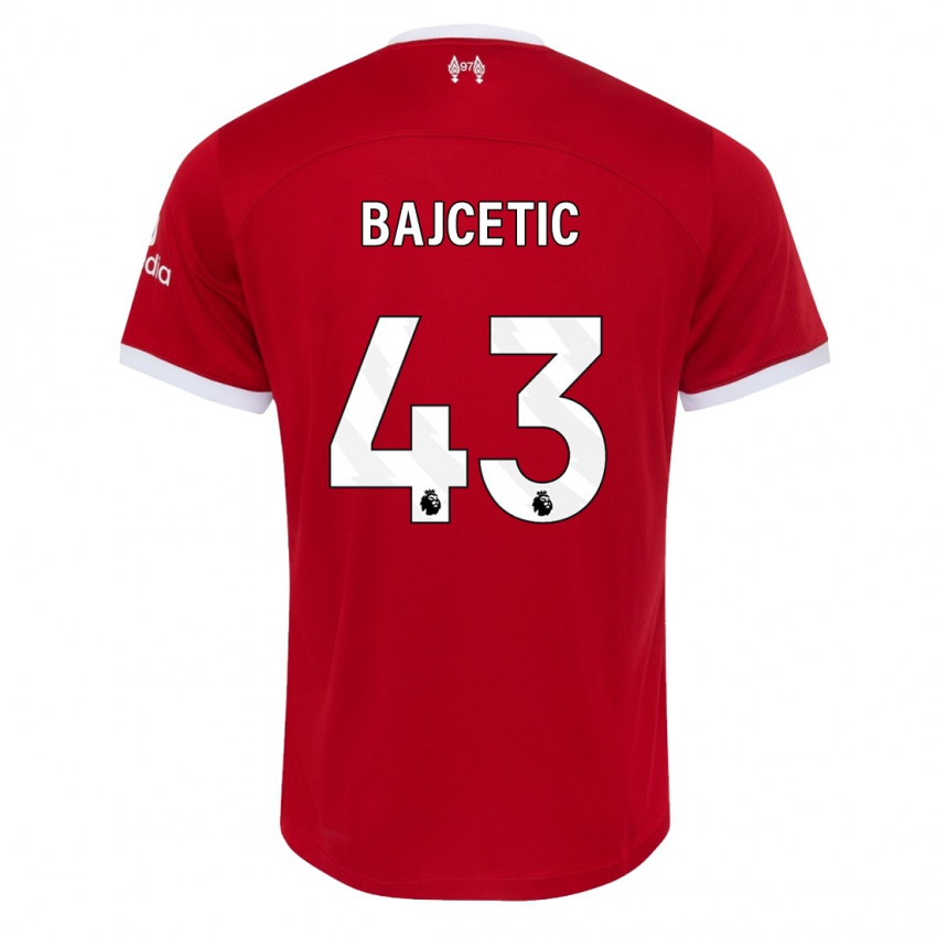 Hombre Camiseta Stefan Bajcetic #43 Rojo 1ª Equipación 2023/24 La Camisa