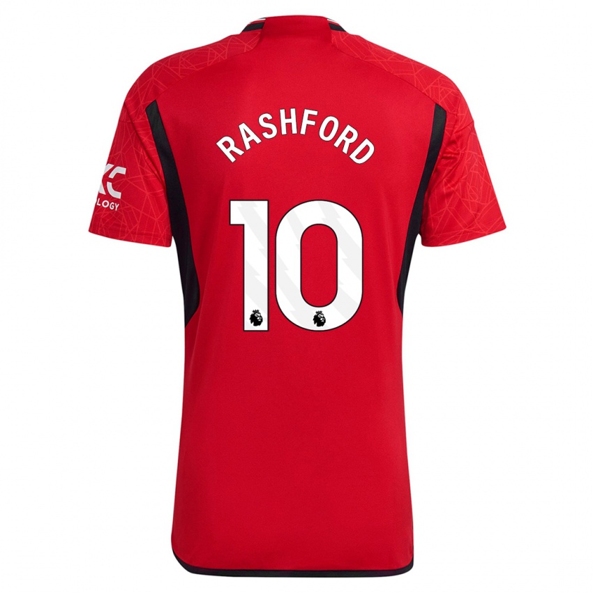 Hombre Camiseta Marcus Rashford #10 Rojo 1ª Equipación 2023/24 La Camisa