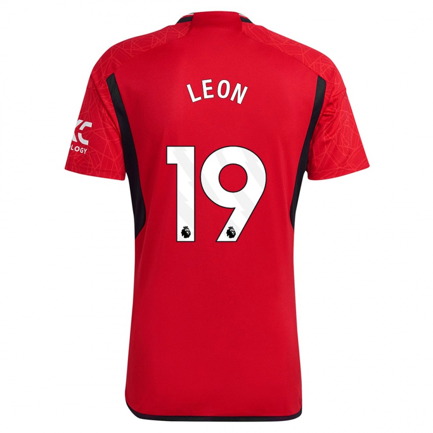 Hombre Camiseta Adriana Leon #19 Rojo 1ª Equipación 2023/24 La Camisa