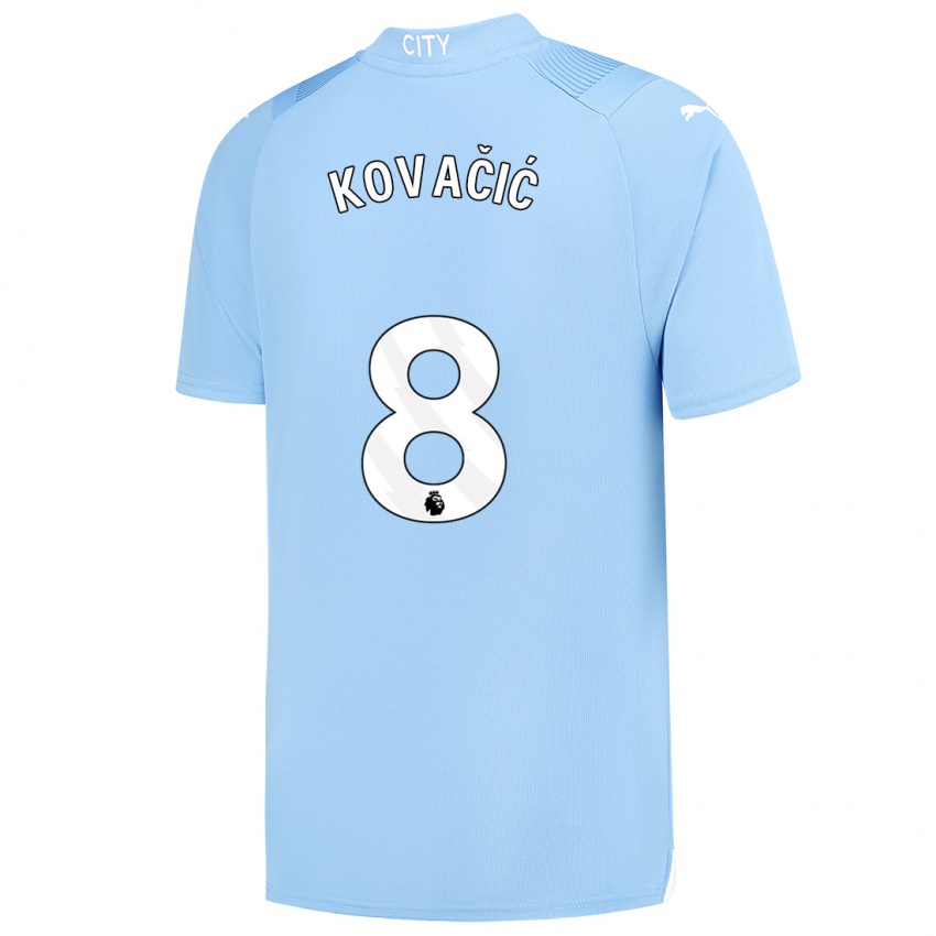 Hombre Camiseta Mateo Kovacic #8 Azul Claro 1ª Equipación 2023/24 La Camisa