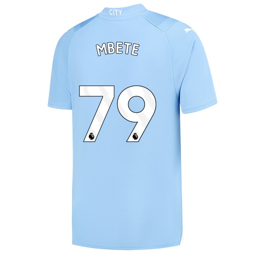 Hombre Camiseta Luke Mbete #79 Azul Claro 1ª Equipación 2023/24 La Camisa
