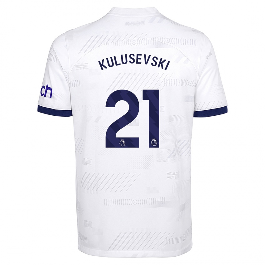 Hombre Camiseta Dejan Kulusevski #21 Blanco 1ª Equipación 2023/24 La Camisa