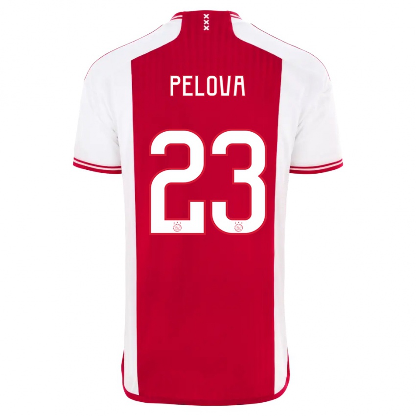 Hombre Camiseta Victoria Pelova #23 Rojo Blanco 1ª Equipación 2023/24 La Camisa