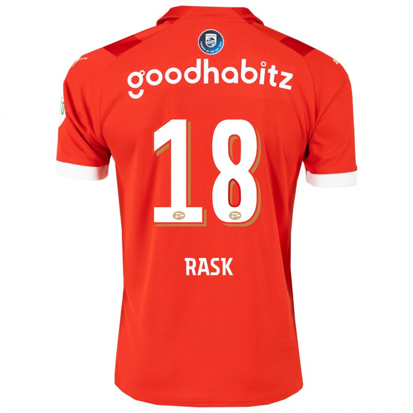 Hombre Camiseta Caroline Rask #18 Rojo 1ª Equipación 2023/24 La Camisa