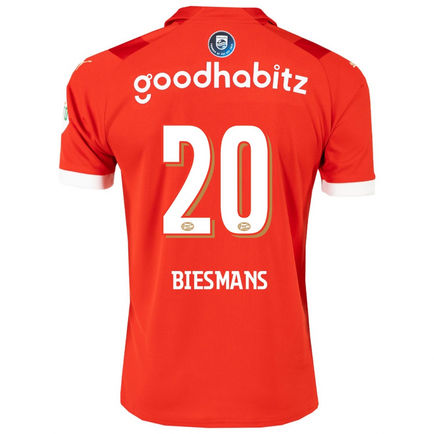 Hombre Camiseta Julie Biesmans #20 Rojo 1ª Equipación 2023/24 La Camisa