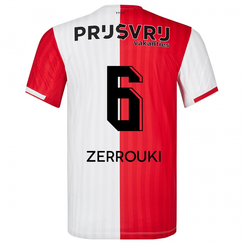 Hombre Camiseta Ramiz Zerrouki #6 Rojo Blanco 1ª Equipación 2023/24 La Camisa