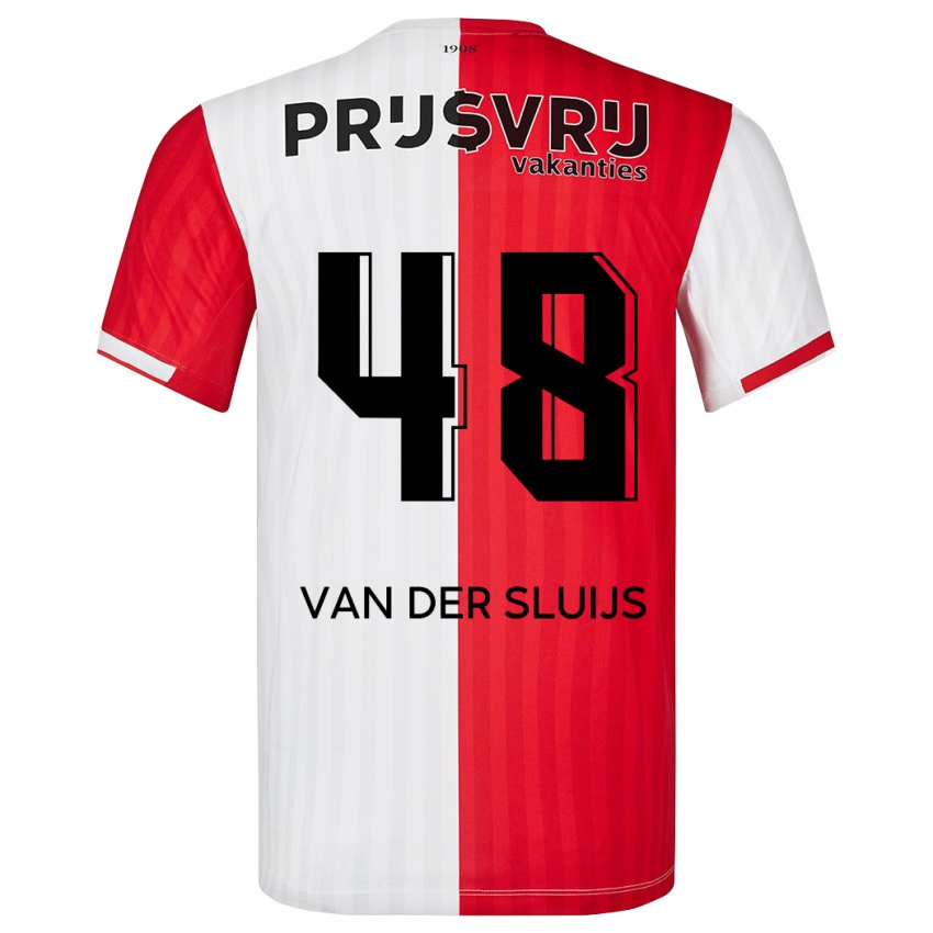 Hombre Camiseta Joep Van Der Sluijs #48 Rojo Blanco 1ª Equipación 2023/24 La Camisa