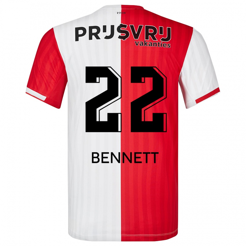 Hombre Camiseta Walter Bennett #22 Rojo Blanco 1ª Equipación 2023/24 La Camisa
