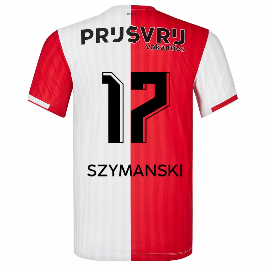 Hombre Camiseta Sebastian Szymanski #17 Rojo Blanco 1ª Equipación 2023/24 La Camisa