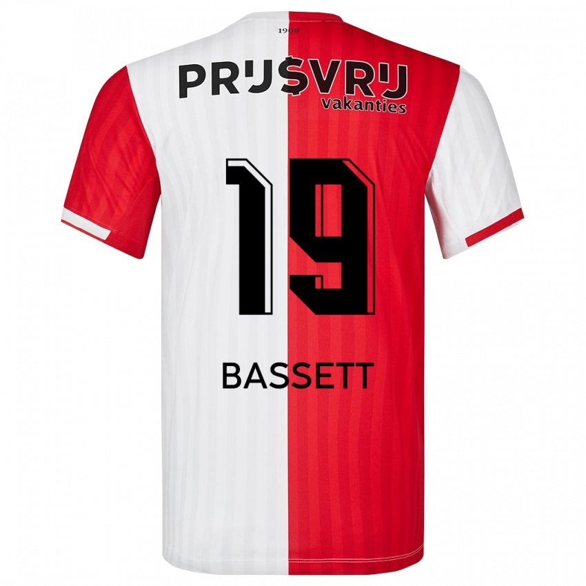 Hombre Camiseta Cole Bassett #19 Rojo Blanco 1ª Equipación 2023/24 La Camisa
