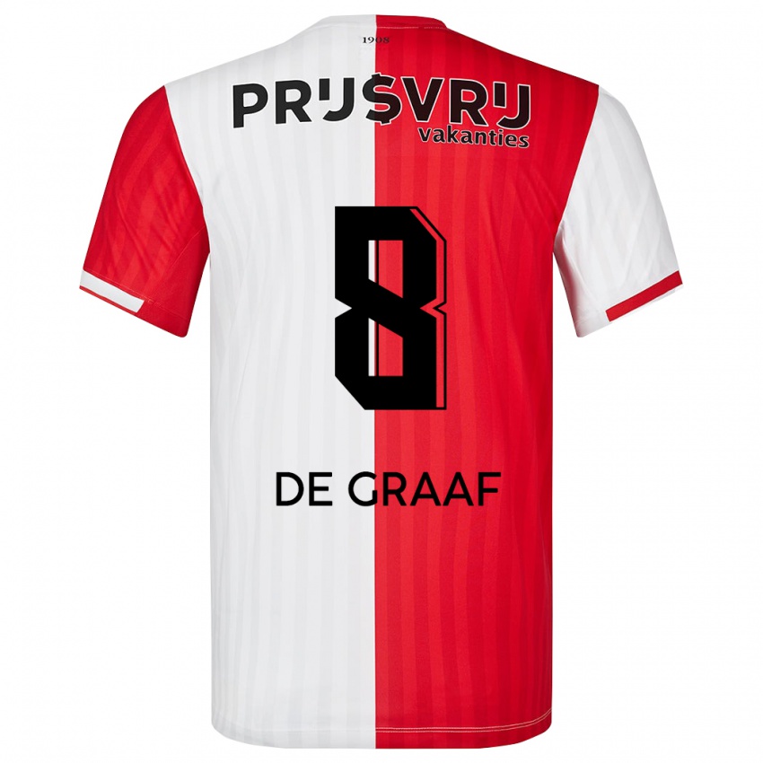 Hombre Camiseta Esmee De Graaf #8 Rojo Blanco 1ª Equipación 2023/24 La Camisa