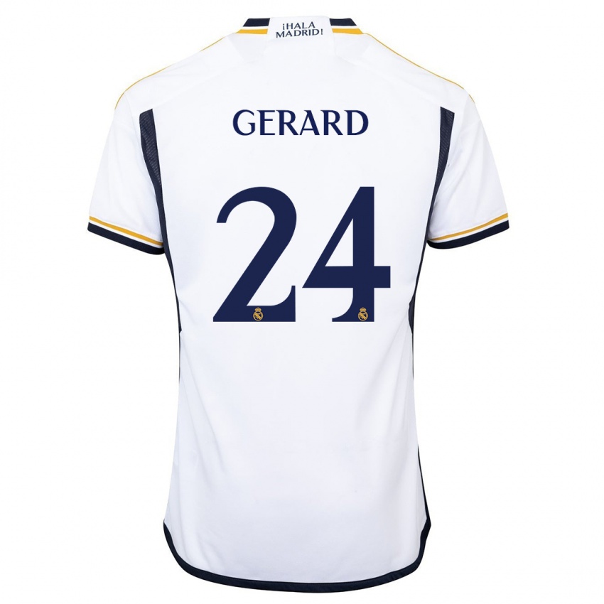 Hombre Camiseta Meline Gerard #24 Blanco 1ª Equipación 2023/24 La Camisa