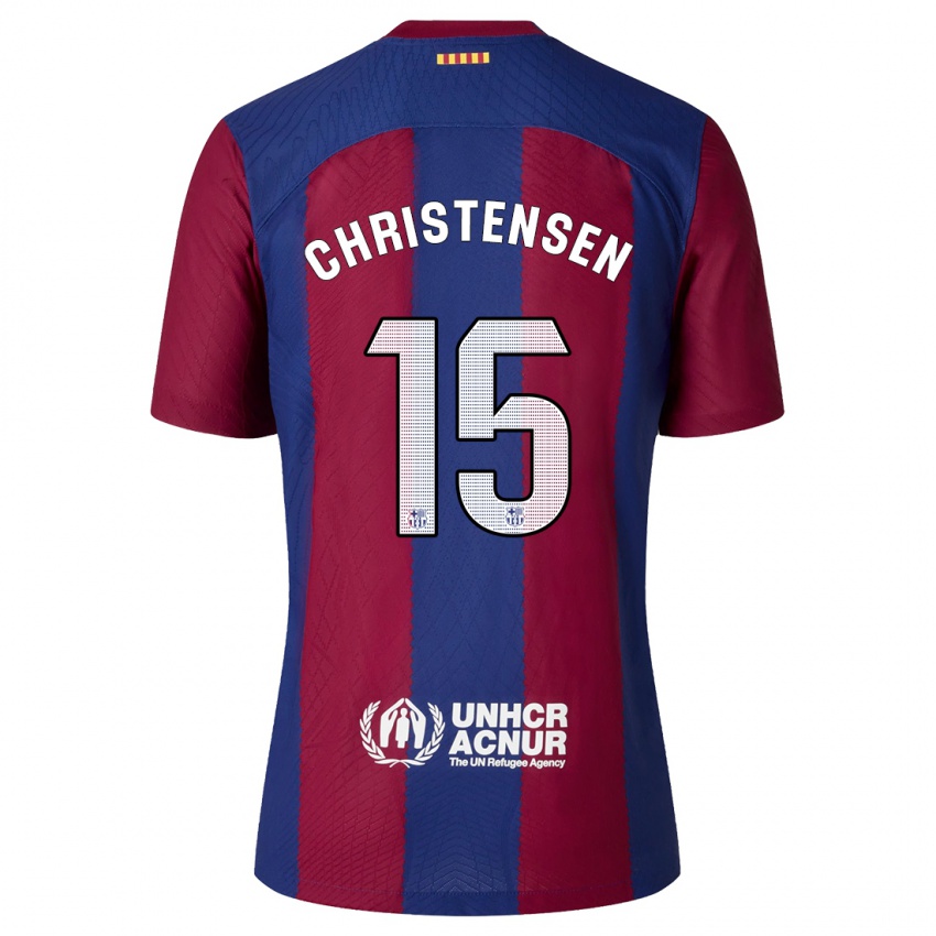 Hombre Camiseta Andreas Christensen #15 Rojo Azul 1ª Equipación 2023/24 La Camisa