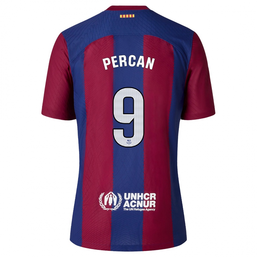 Hombre Camiseta Diego Percan #9 Rojo Azul 1ª Equipación 2023/24 La Camisa