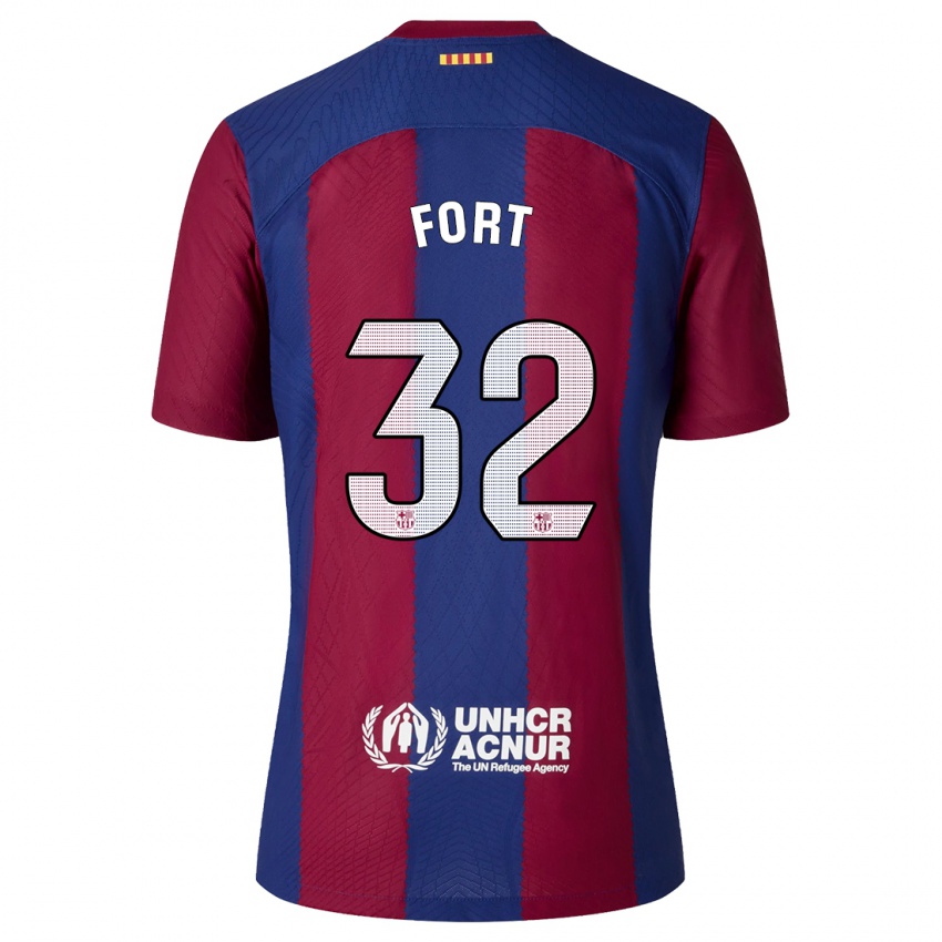 Hombre Camiseta Héctor Fort #32 Rojo Azul 1ª Equipación 2023/24 La Camisa