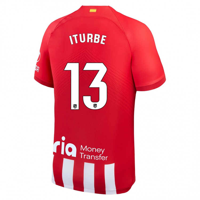 Hombre Camiseta Alejandro Iturbe #13 Rojo Blanco 1ª Equipación 2023/24 La Camisa