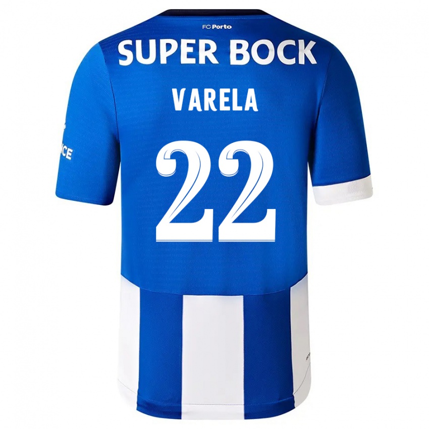 Hombre Camiseta Alan Varela #22 Azul Blanco 1ª Equipación 2023/24 La Camisa