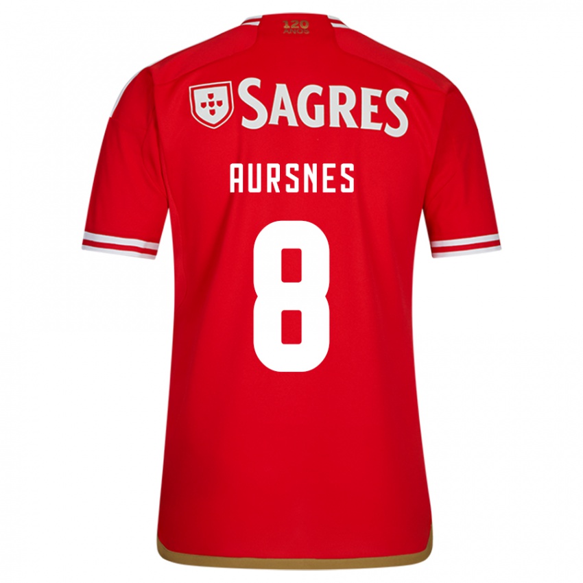 Hombre Camiseta Fredrik Aursnes #8 Rojo 1ª Equipación 2023/24 La Camisa